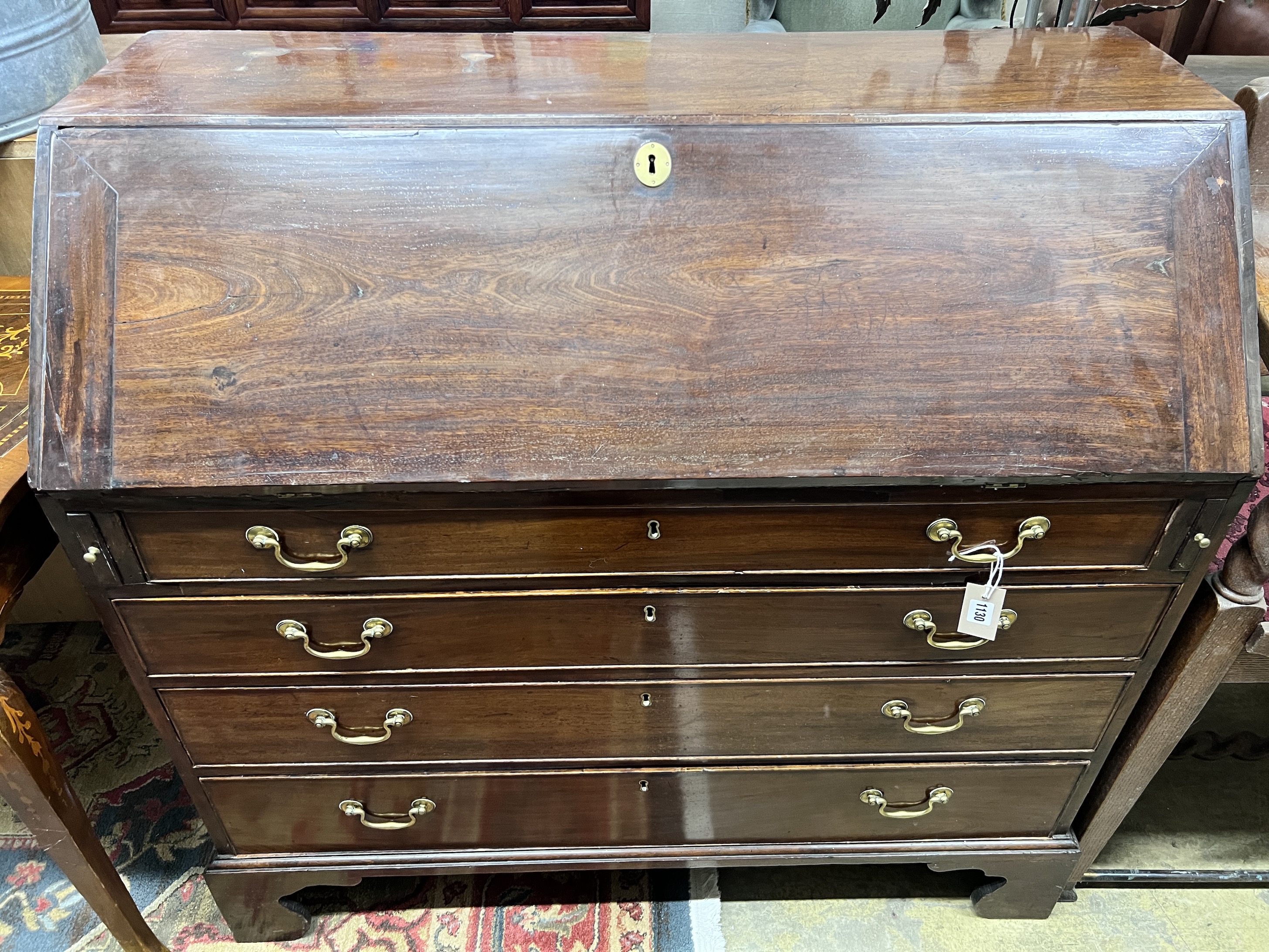 A George III mahogany bureau, width 108cm